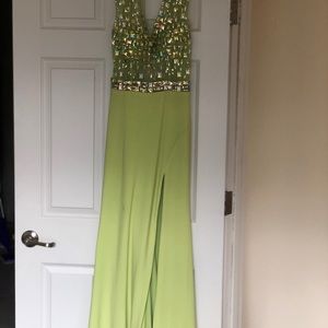 Green evening gown pageant prom dress